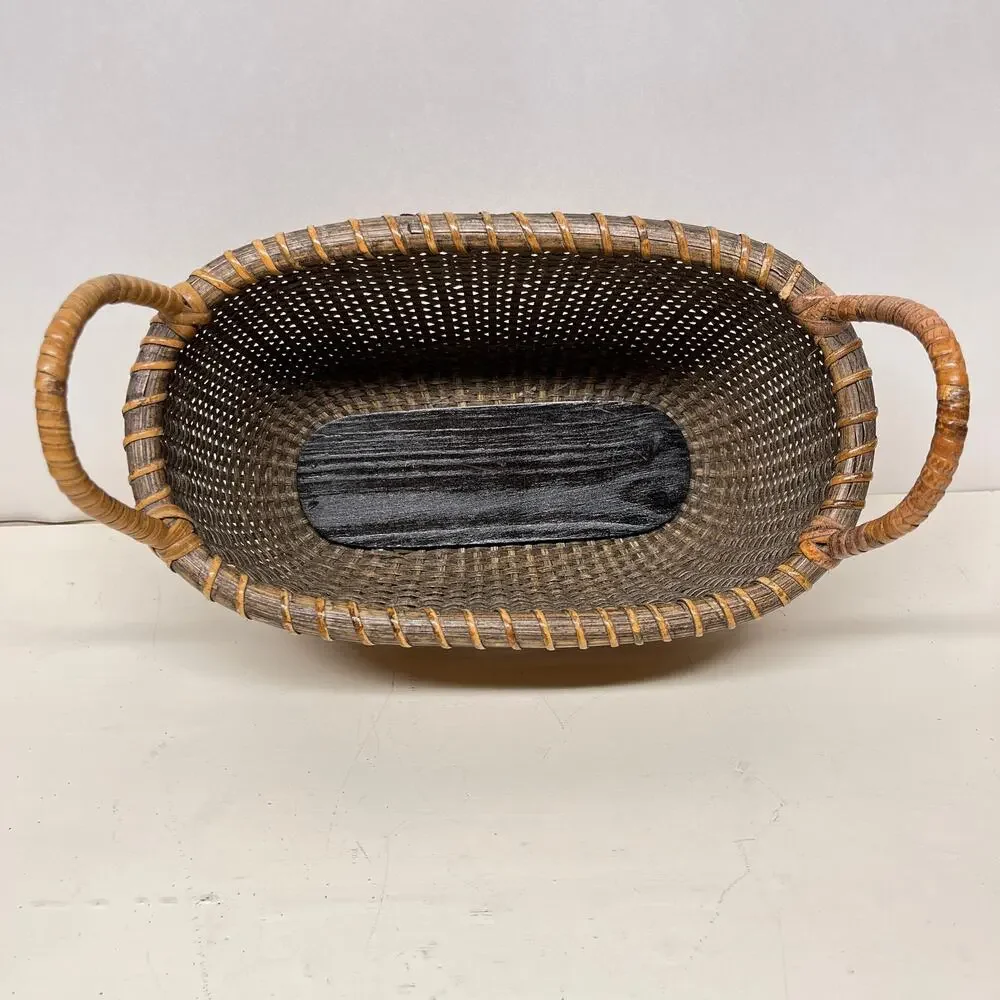 Oval Hand Woven Nantucket Basket Wooden Base